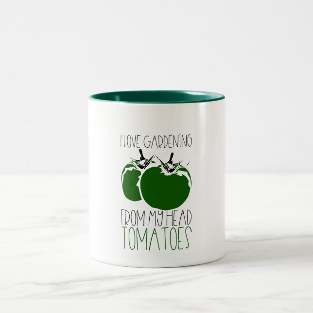 Gardening Tomatoes Two-Tone Coffee Mug (Center)