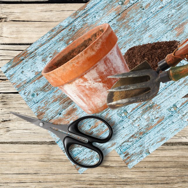 gardening tools and weathered board  tissue paper (Creator Uploaded)
