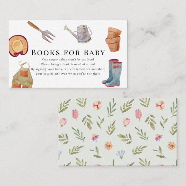 Gardening Tools Baby Shower Book Reqest Enclosure Card (Front/Back)
