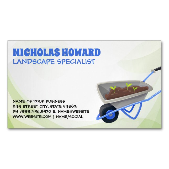Gardening Tools | Landscaper Magnetic Business Card (Front)