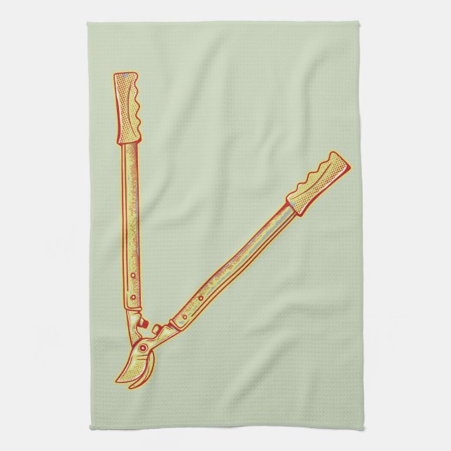 Gardening tools Loppers Tea Towel (Vertical)