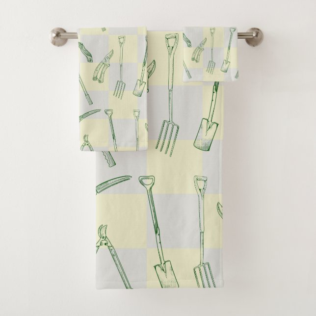 Gardening tools Pattern Bath Towel Set (Insitu)
