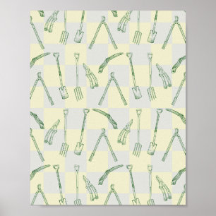 Gardening tools Pattern Poster