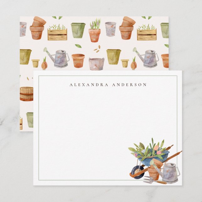 Gardening Tools Personal Stationery Note Card (Front/Back)