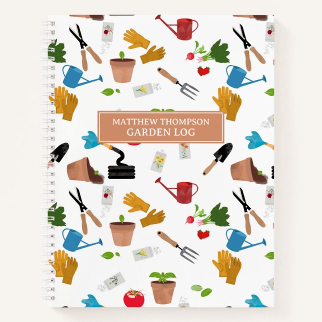 Gardening Tools Plants Gardener Nursery Log Notebook (Front)