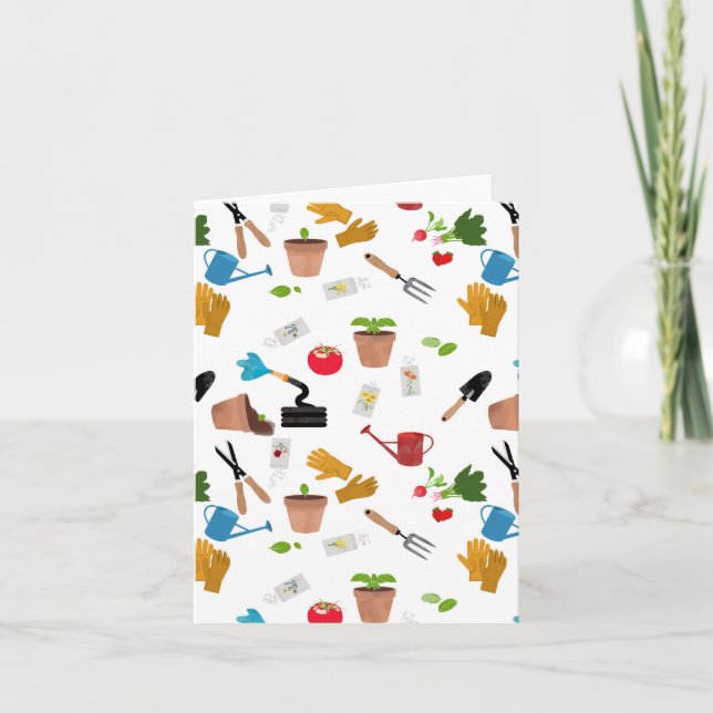 Gardening Tools Plants Gardener Nursery Pattern Card (Front)