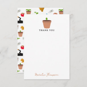 Gardening Tools Plants Gardener Nursery Pattern Thank You Card