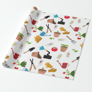 Gardening Tools Plants Gardener Nursery Pattern Wrapping Paper