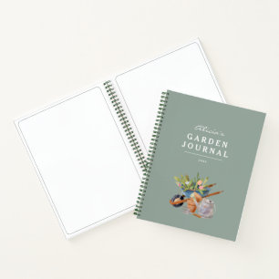 Gardening Tools Watercolor Khaki Garden Journal