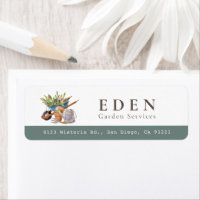 Gardening Tools Wheelbarrow Watercolor Address