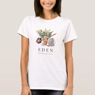 Gardening Tools Wheelbarrow Watercolor Business T-Shirt