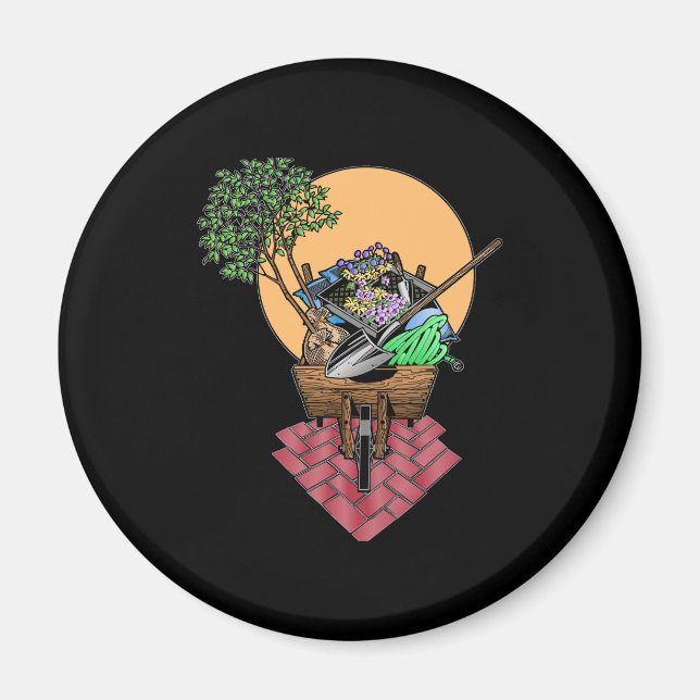 Gardening Wheel Barrel Design Magnet (Front)
