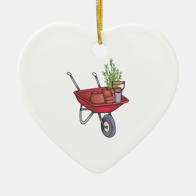 GARDENING WHEELBARROW CERAMIC TREE DECORATION (Front)