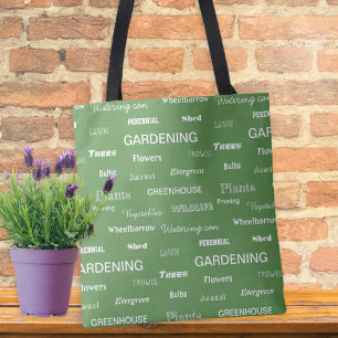 Gardening Words for Gardeners & Plant Lovers Green Tote Bag