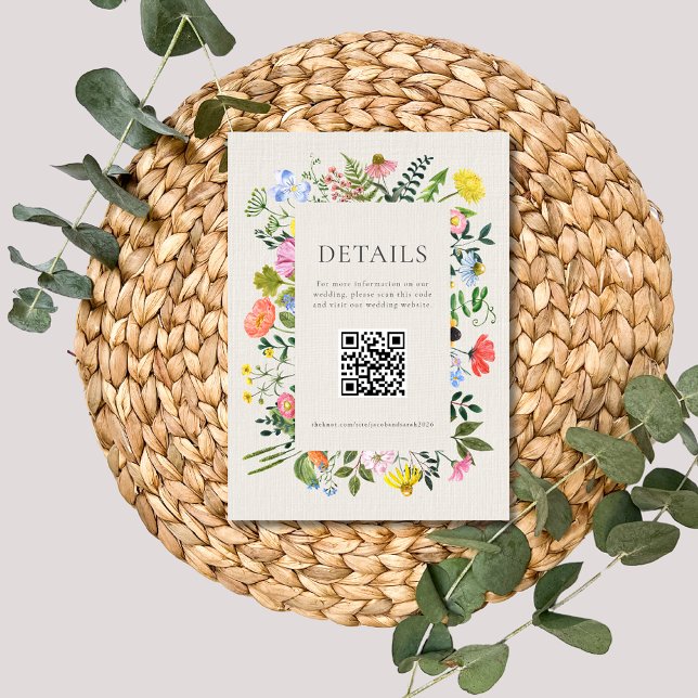 Garden's Bloom Wildflower QR Code Wedding Enclosure Card (Garden's Bloom Wildflower QR Code Wedding Enclosure Card)