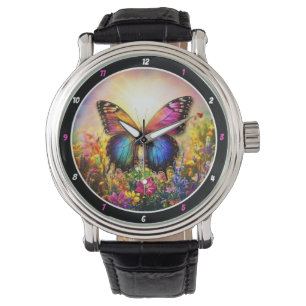 Garden's Embrace" - Vibrant Butterfly Watch