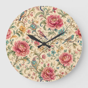 Gardens of Shiraz Songbirds & Peony Chintz Large Clock