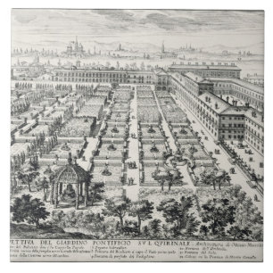 Gardens of the Quirinale, from 'Li Giardini di Rom Tile