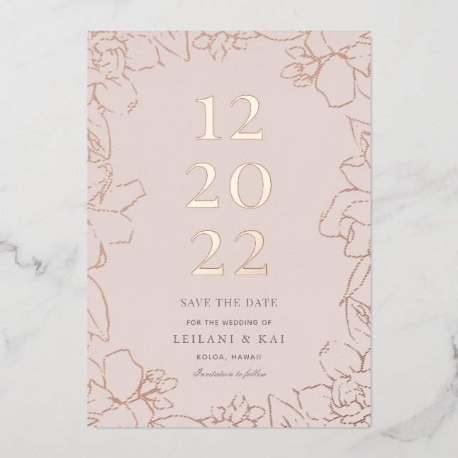 Gardnia Floral Dusty Pink Save the Date (Front)