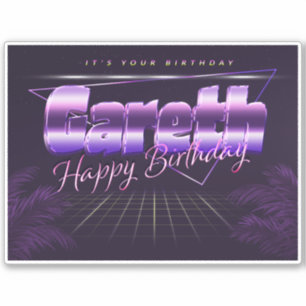 Gareth Name First name lila retro Sticker Birthday