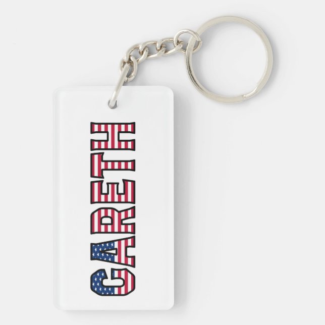 Gareth Name First Name USA Flag Key Ring (Back)