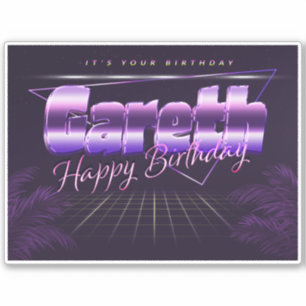 Gareth Name Vorname lila retro Sticker Geburtstag