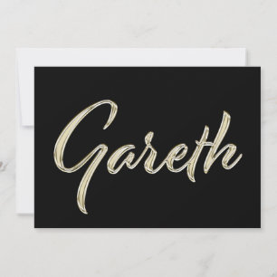 Gareth Name white gold Handwriting Card