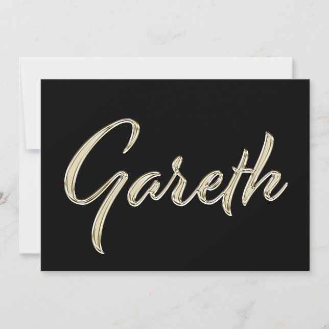 Gareth Name white gold Handwriting Card (Front)
