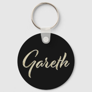 Gareth Name whitegold Button Schlüsselanhänger Key Ring