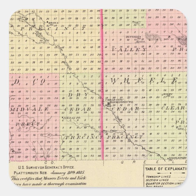 Garfield and Wheeler County, Nebraska Square Sticker (Front)