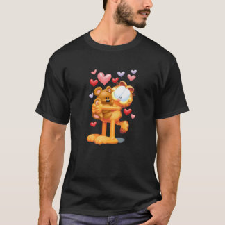 Garfield Hugging Pooky with Hearts 3D Cartoon Cat  T-Shirt