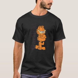 Garfield Leaning Against Logo Cartoon Cat Premium  T-Shirt