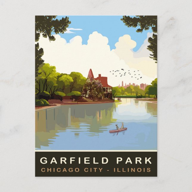 Garfield Park, Chicago, Illinois, Vintage Travel Postcard (Front)
