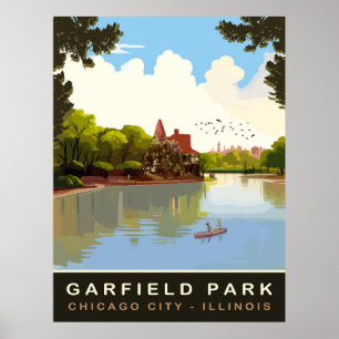 Garfield Park, Chicago, Illinois, Vintage Travel  Poster