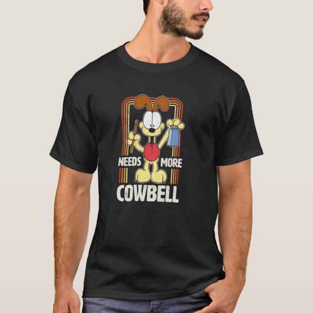 Garfield - Retro Odie Needs More Cowbell T-Shirt (Front)