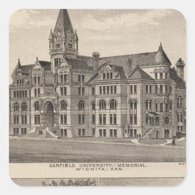 Garfield University, Kansas Square Sticker (Front)
