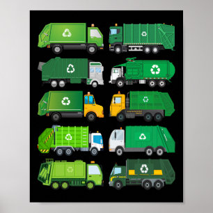 Garge Truck Recycling Day Trash Waste Separation B Poster