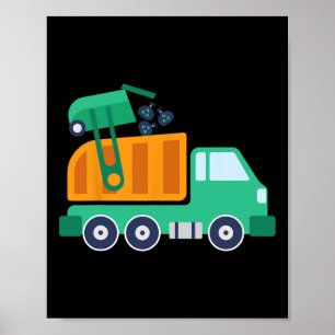 Garge Truck Waste Recycle Trash Collector Earth Da Poster