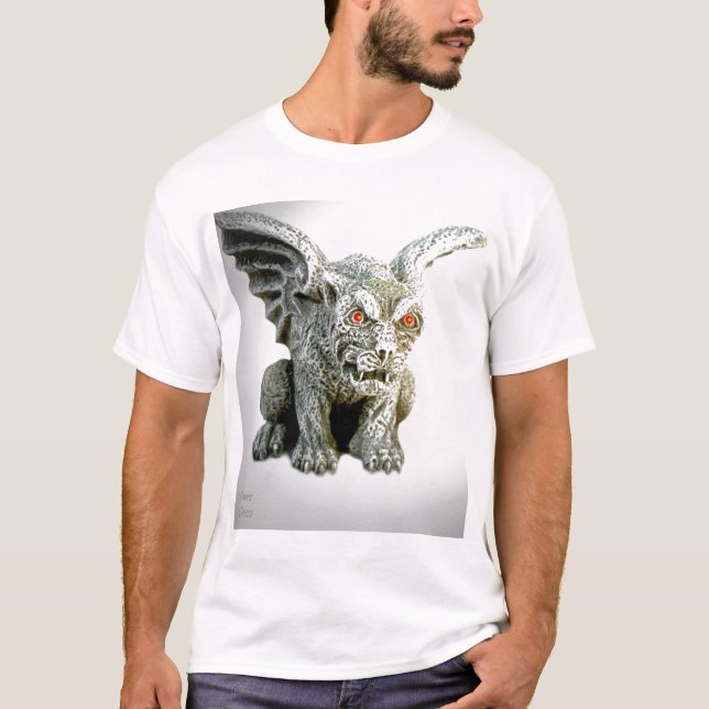 gargoyle1_white/bgrnd T-Shirt (Front)