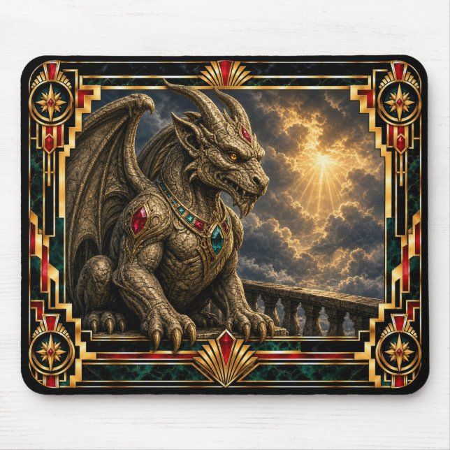 Gargoyle, Art Deco Mythical Mouse Mat (Front)