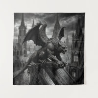 Gargoyle Awakening on Rain-Soaked Cathedral Roof