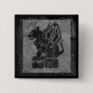 Gargoyle Grey Stone Scrolls 15 Cm Square Badge