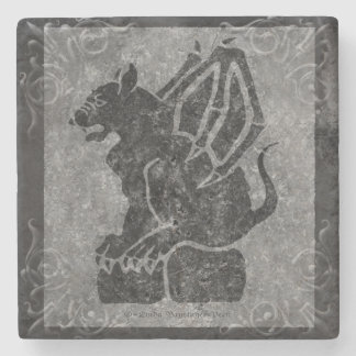 Gargoyle Grey Stone Scrolls Coaster