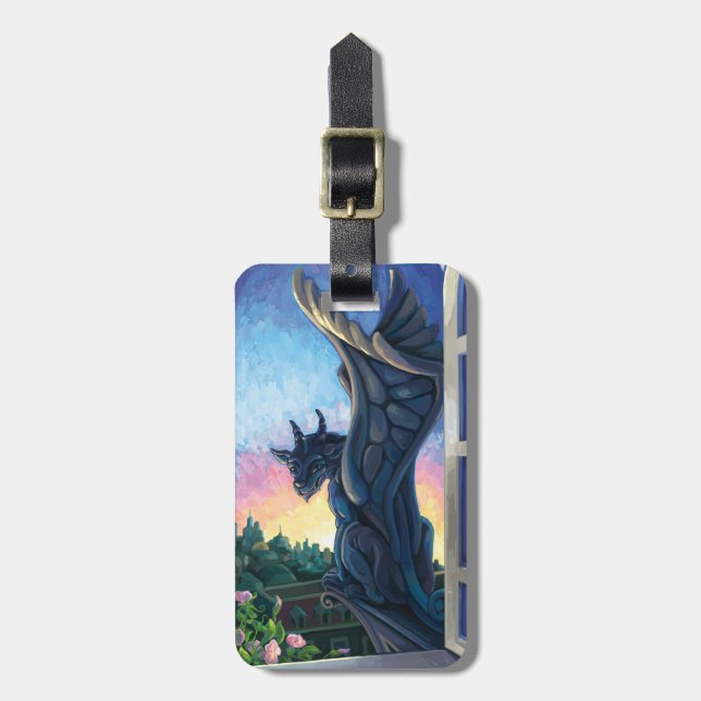 Gargoyle Guardian Fantasy Art Luggage Tag (Front Vertical)