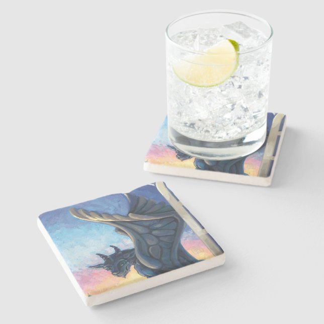 Gargoyle Guardian Stone Coaster (Side)
