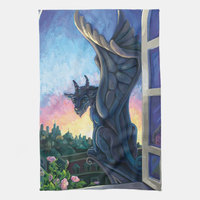 Gargoyle Guardian Tea Towel (Vertical)
