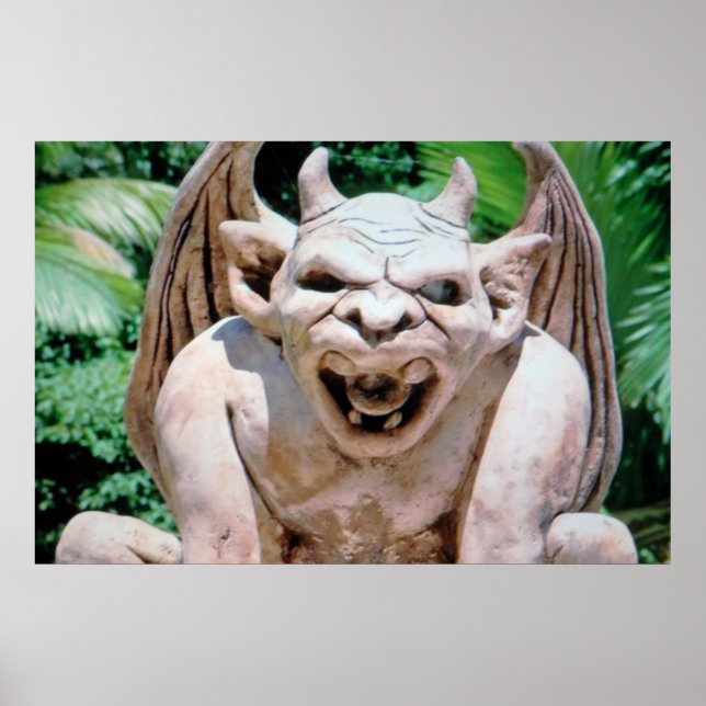 Gargoyle In Garden Poster (Front)