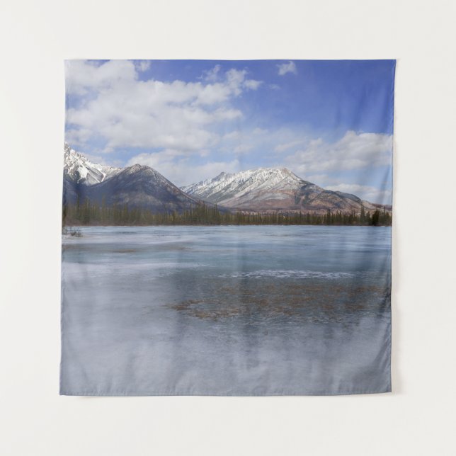 Gargoyle Mountain and Frozen Athabasca River Tapestry (Front)