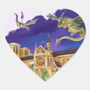 Gargoyle Notre Dame - Paris Classic Heart Stickers