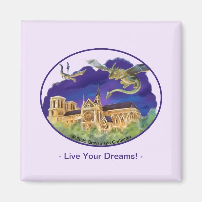 Gargoyle Notre Dame -Paris Dreams Square Magnet 2" (Front)